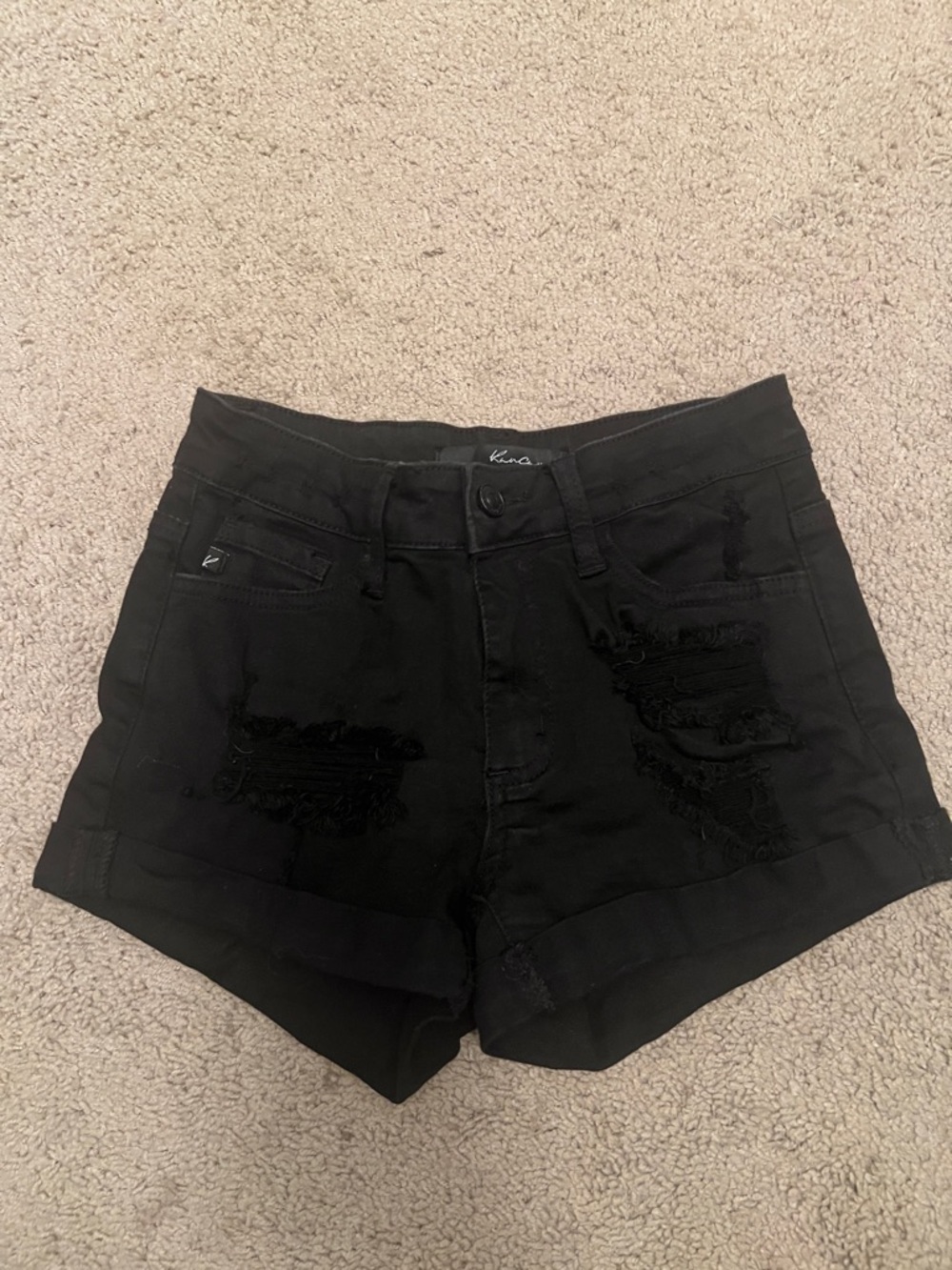 KanCan Women's Black High Rise Cut-Off Denim Distressed Jean Shorts Size 1/24